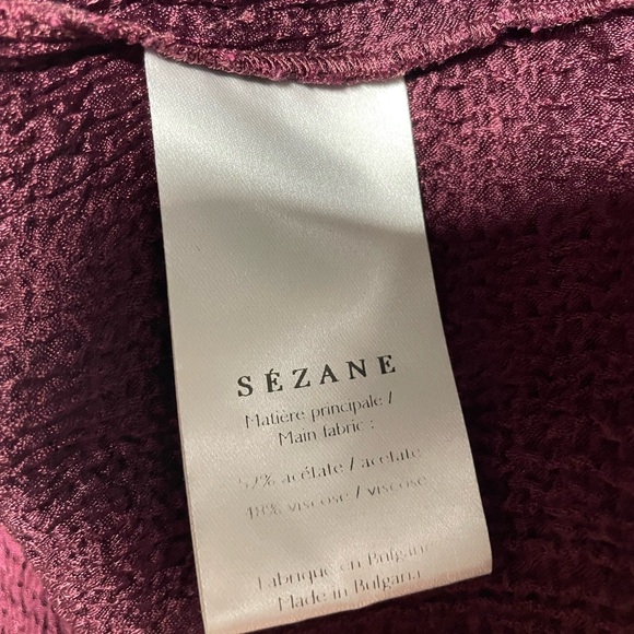 Sezane Abelia Blouse wrap top drape vneck textured wine maroon women’s 40 / 8 - Picture 6 of 8